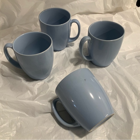 Set Of 4 Vintage Corelle Stoneware Coffee Cups Mugs Light Blue/Periwinkle - Picture 5 of 11